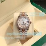 Swiss clone Rolex Datejust 31 MOP face diamond bezel rose gold two-tone watch 